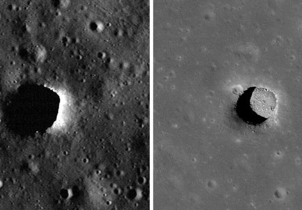 Poço de Marius Hill fotografado pela Lunar Reconnaissance Orbiter Camera
