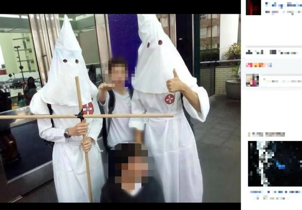 Foto de alunos com fantasia do Ku Klux Klan provocou polêmica nas redes sociais