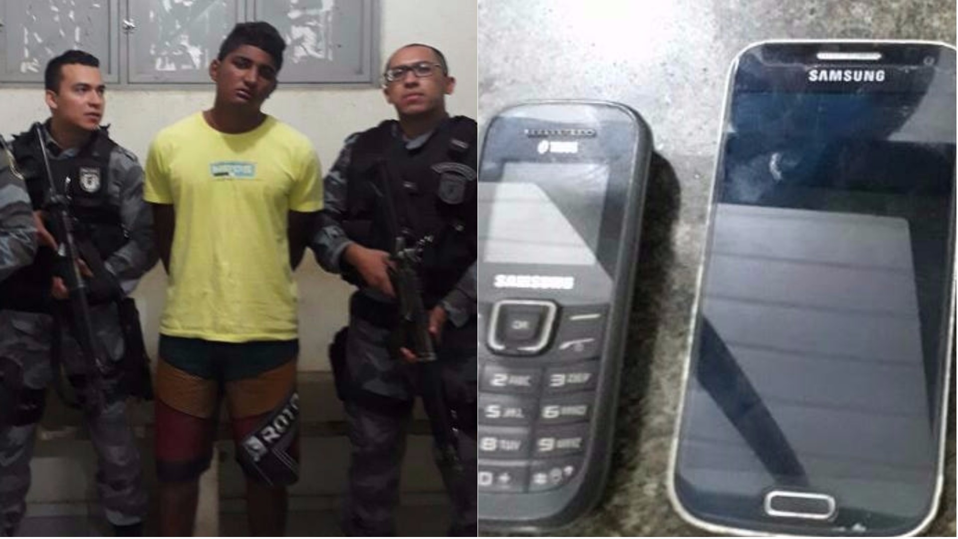 Polícia Militar prendeu o suspeito e recuperou os celulares das vítimas