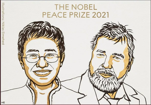 Maria Ressa e Dmitri Muratov ganham o Prêmio Nobel da Paz em 2021