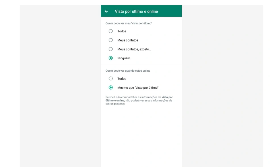 WhatsApp lança opção de esconder status online