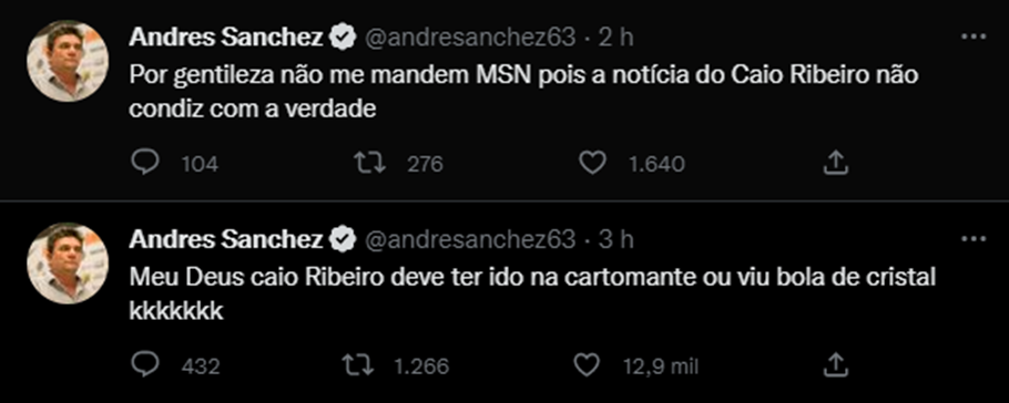 Andres Sanches, ex-dirigente do Corinthians negou a informação de Caio Ribeiro