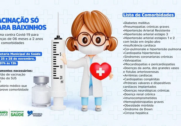 Campo Maior disponibiliza vacina contra a covid-19 para crianças de 6 meses