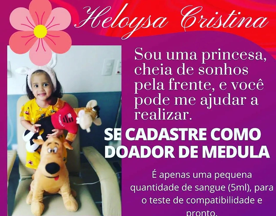 Campanha de doação de medula para Heloysa