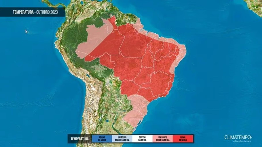 Previsão de temperaturas elevadas no Brasil