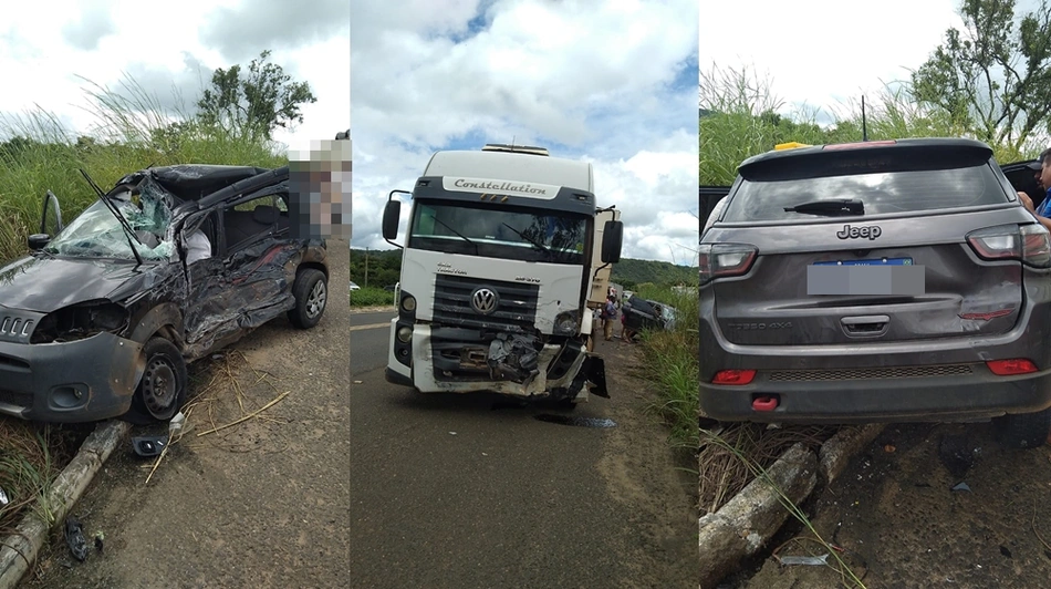Acidente entre carreta e dois carros deixa casal morto em Lagoinha do Piauí