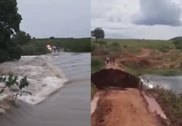 Barragem de açude se rompe em Piquet Carneiro, no Ceará