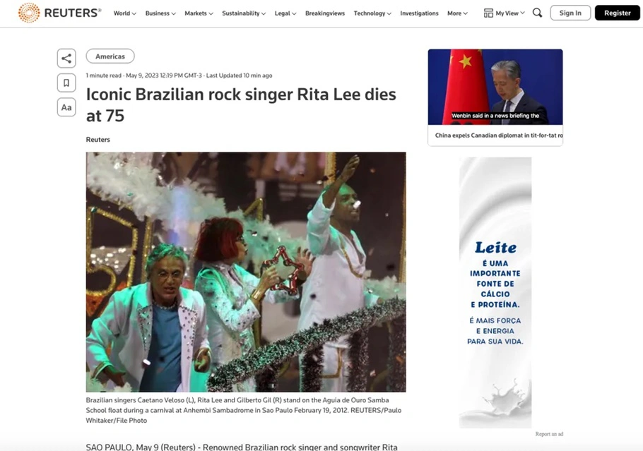 Morte de Rita Lee repercute na mídia internacional