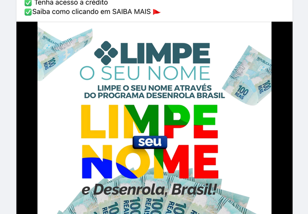 Publicações patrocinadas se passam por "site oficial" do programa Desenrola Brasil