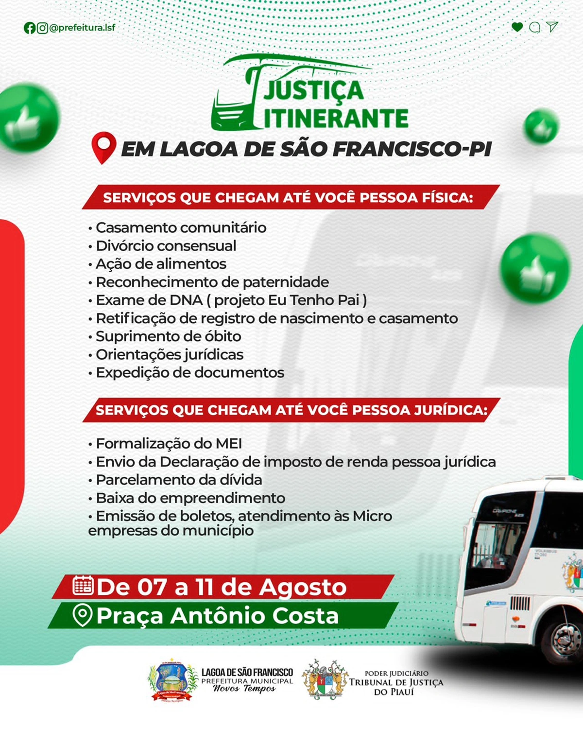 Justiça Itinerante estará em Lago de São Francisco oferecendo serviços jurídicos
