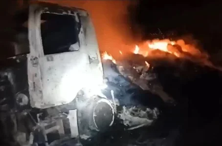 Incêndio destruiu caminhão na BR 316