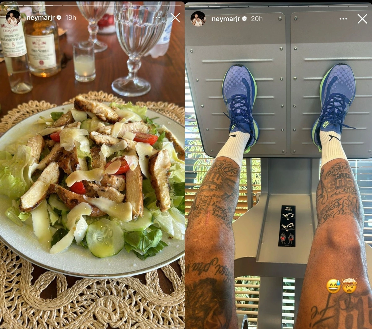 Neymar mostra rotina de treinos e dieta após crítica ao seu físico