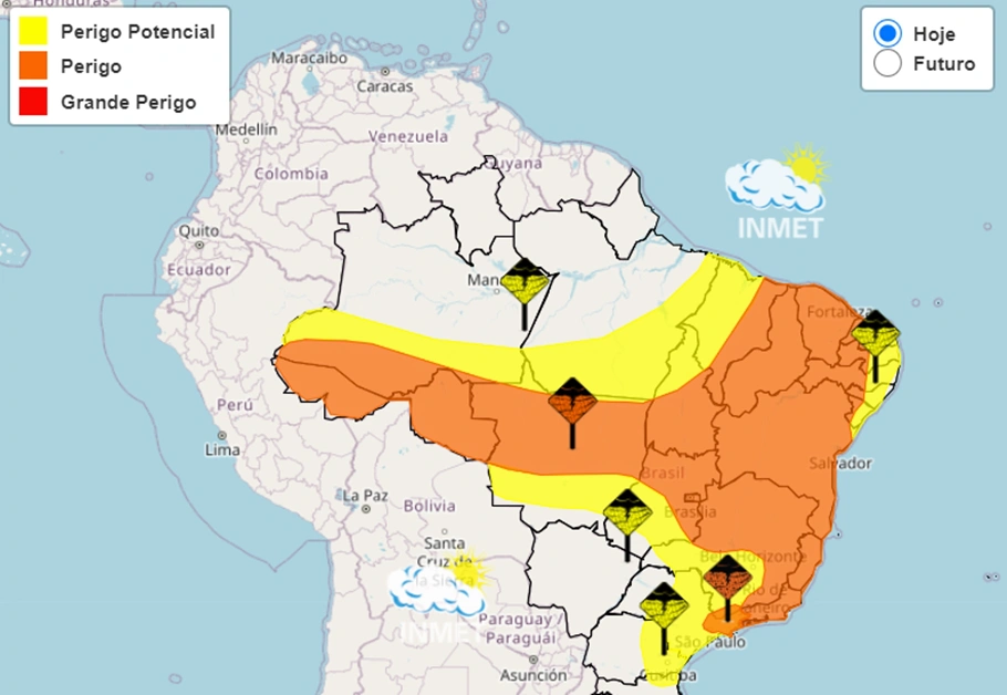 Inmet alerta para chuvas intensas em 23 estados do Brasil