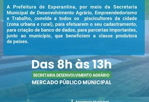 Prefeitura de Esperantina convoca piscicultores a atualizarem cadastro
