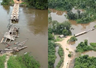 Ponte destruída pela PF no Pará