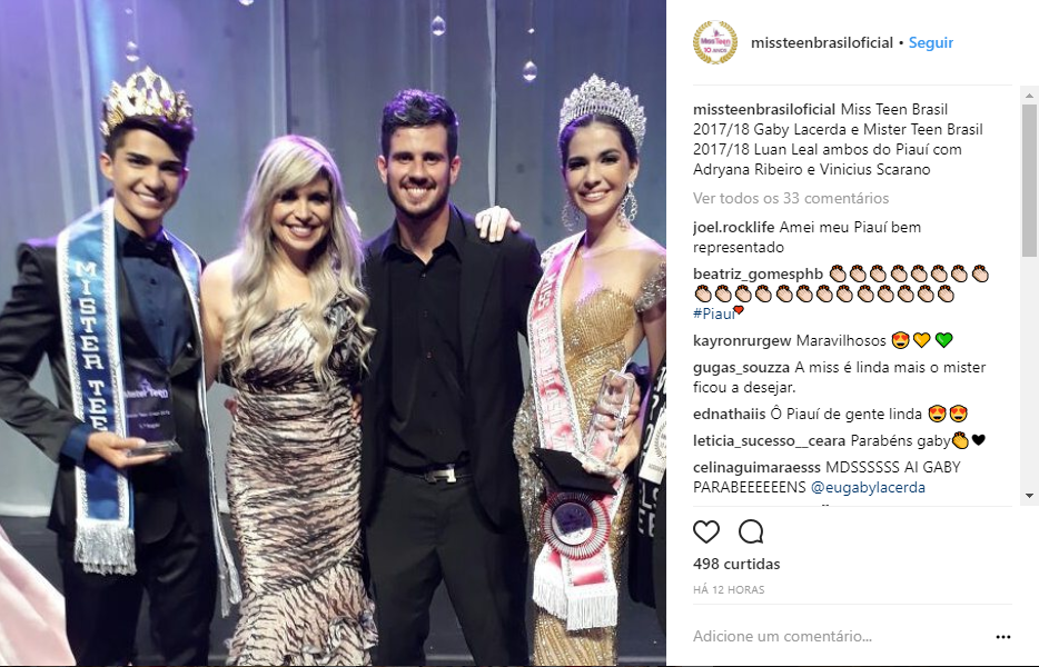 Gaby Lacerda e Luan Leal com os organizadores do Miss Teen Brasil 