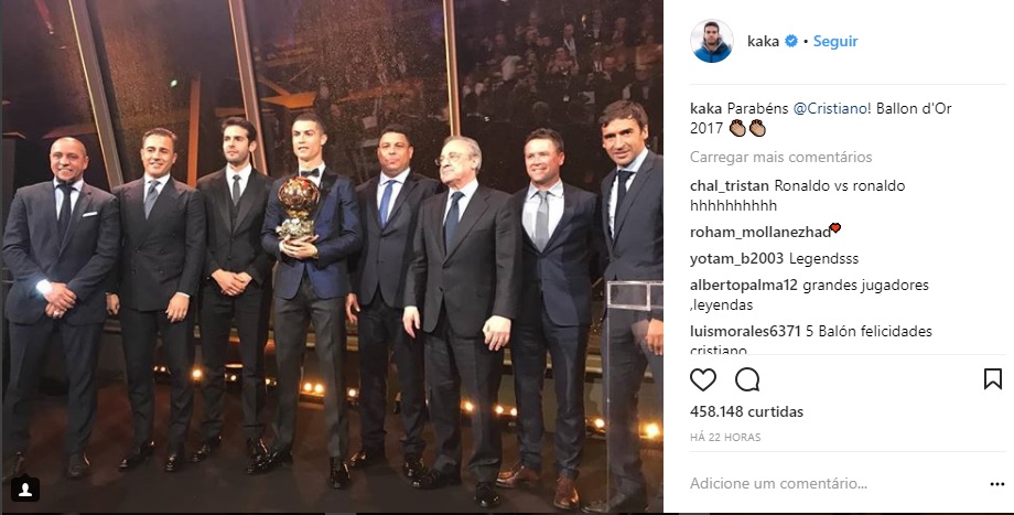 Kaka, Ronaldo e brasileiros no Bola de Ouro 2017