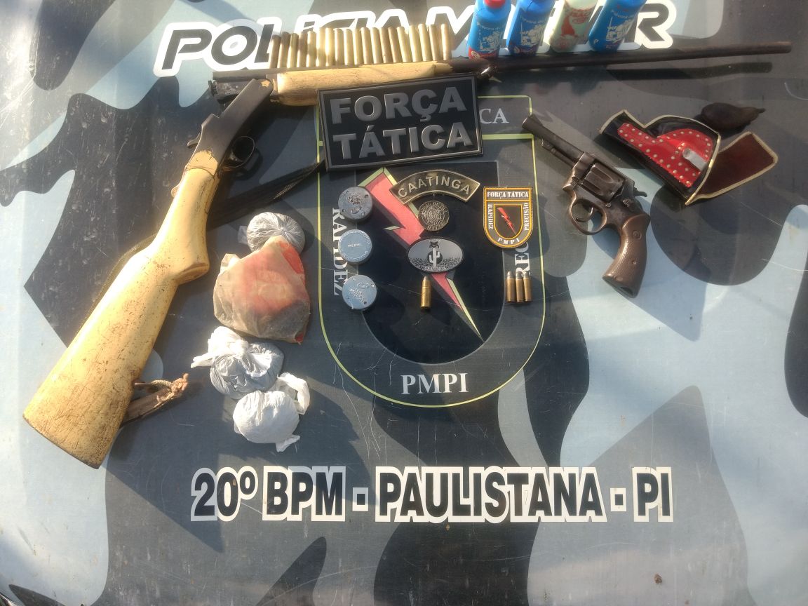 Armas de fogo e munições apreendidas em Paulistana