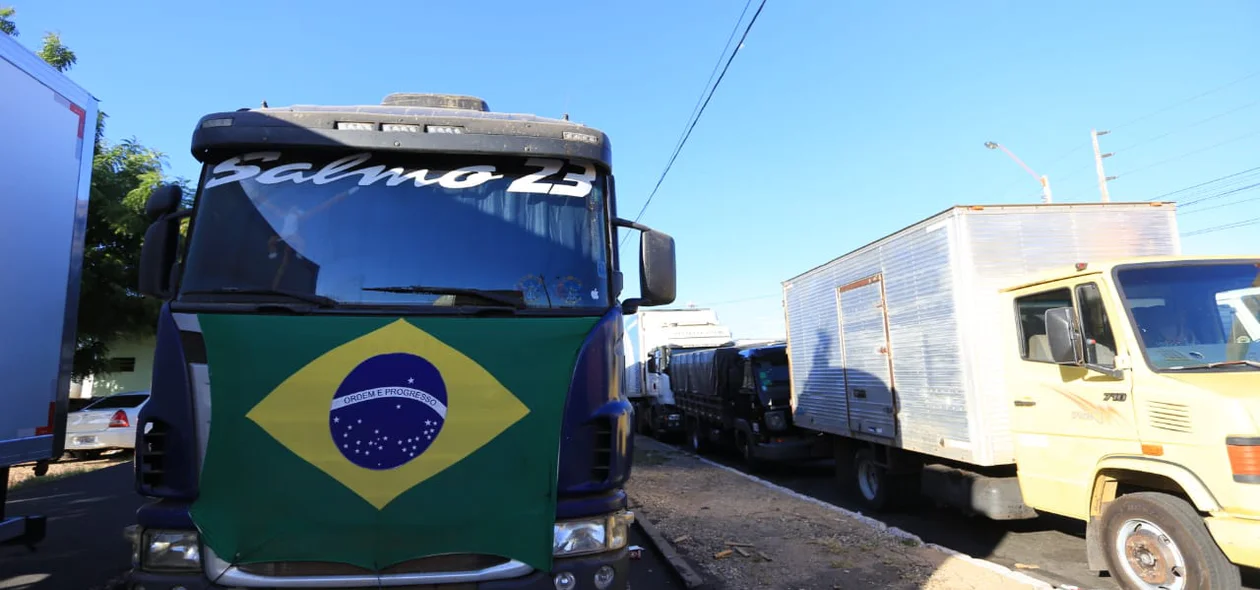 Caminhão com a bandeira do Brasil