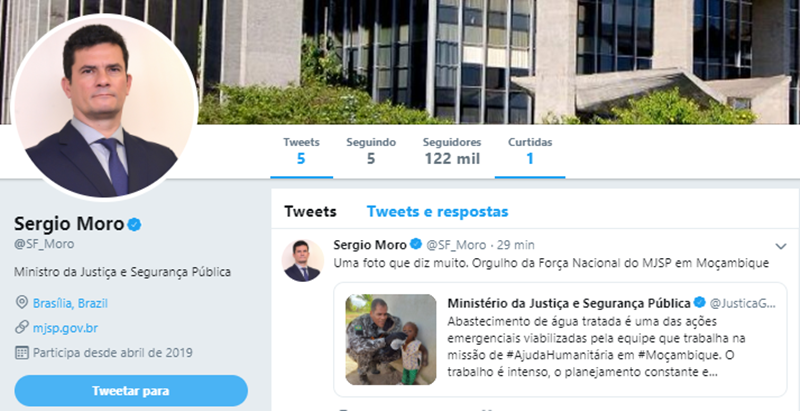Página do Twitter de Sérgio Moro 