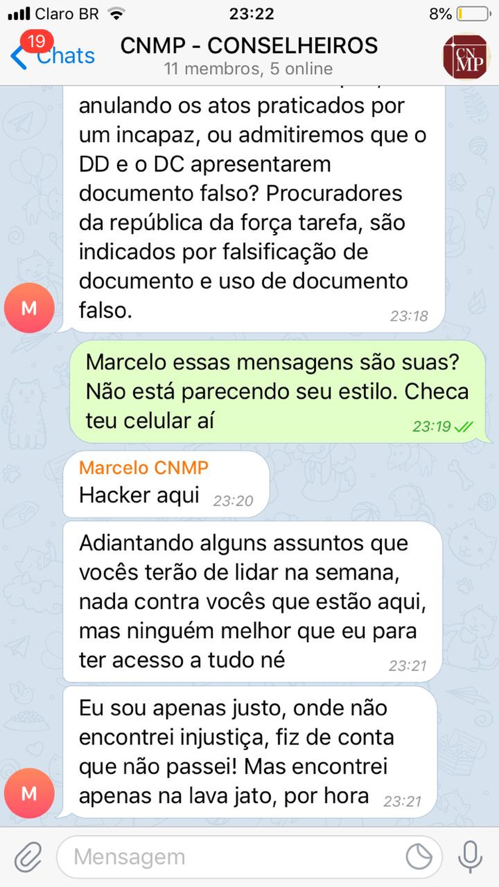 Hacker invade grupo do MP no Telegram