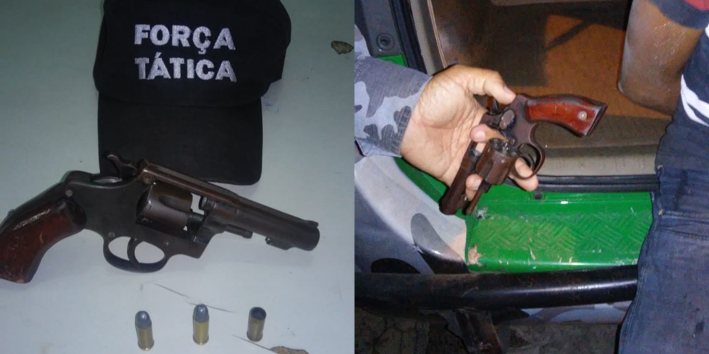 Revólver e munição apreendidos pela Polícia Militar no bairro São Pedro, em Teresina