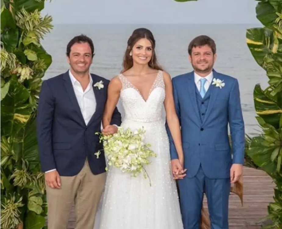 Tuka Rocha no casamento de Maysa Marques e Eduardo Mussi; Maysa e Tuka faleceram após acidente de avião bimotor, Eduardo segue internado