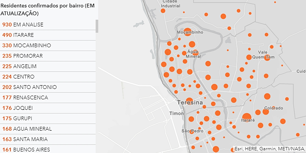 Painel de Monitoramento mostra dados sobre bairros de Teresina