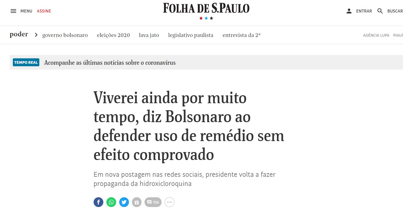 Reportagem da Folha de São Paulo