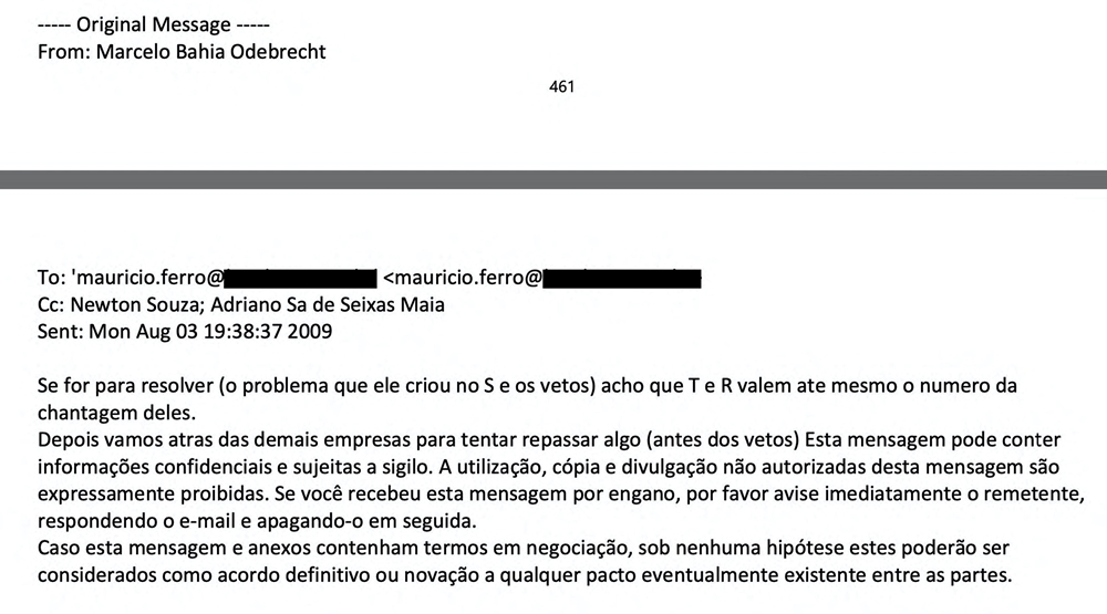 E-mail de Marcelo Odebrecht que envolveria Toffoli