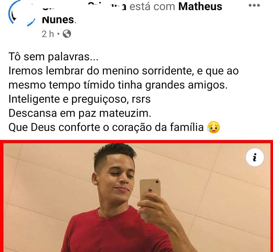 Amiga lamenta morte do gerente do Subway Matheus Nunes Castelo Branco