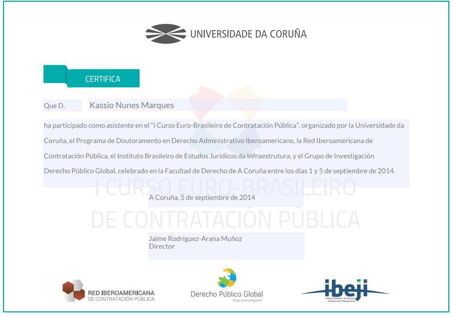 Certificado de universidade atesta que Kássio Marques participou de um curso de quatro dias, e não de pós graduação